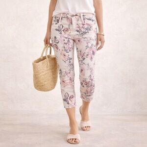 Kut from the Kloth Connie Floral Crop Skinny Jeans Pink Spring Print | Sz 8